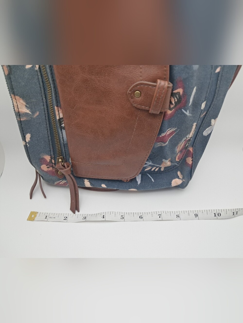Floral Canvas Crossbody Bag with Brown Faux-Leather Flap - Picture 16 of 16